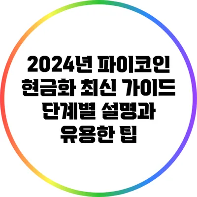 2024년 파이코인 현금화 최신 가이드: 단계별 설명과 유용한 팁