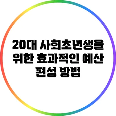 20대 사회초년생을 위한 효과적인 예산 편성 방법
