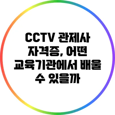 CCTV 관제사 자격증, 어떤 교육기관에서 배울 수 있을까?