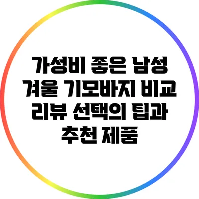 가성비 좋은 남성 겨울 기모바지 비교 리뷰: 선택의 팁과 추천 제품