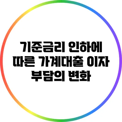 기준금리 인하에 따른 가계대출 이자 부담의 변화