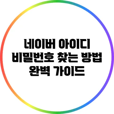 네이버 아이디 비밀번호 찾는 방법 완벽 가이드