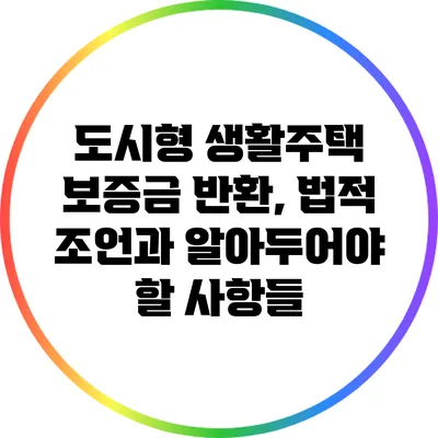 도시형 생활주택 보증금 반환, 법적 조언과 알아두어야 할 사항들