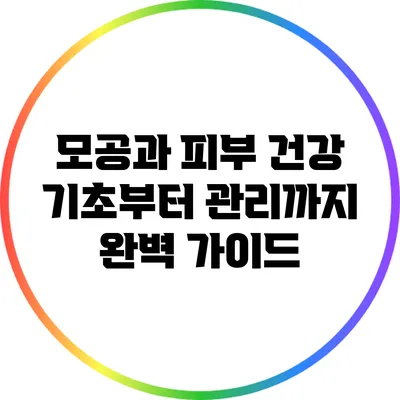 모공과 피부 건강: 기초부터 관리까지 완벽 가이드