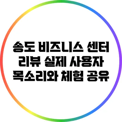 송도 비즈니스 센터 리뷰: 실제 사용자 목소리와 체험 공유
