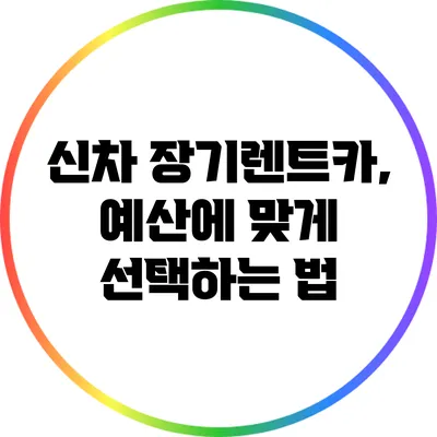 신차 장기렌트카, 예산에 맞게 선택하는 법