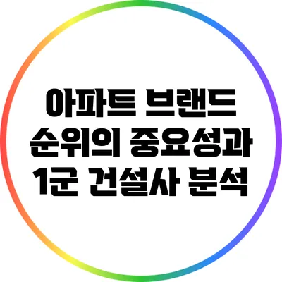 아파트 브랜드 순위의 중요성과 1군 건설사 분석