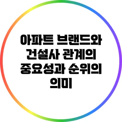 아파트 브랜드와 건설사 관계의 중요성과 순위의 의미