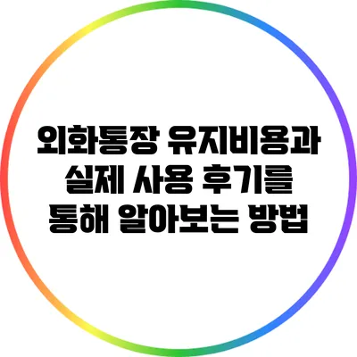 외화통장 유지비용과 실제 사용 후기를 통해 알아보는 방법
