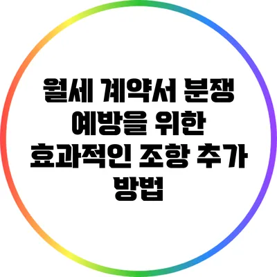 월세 계약서 분쟁 예방을 위한 효과적인 조항 추가 방법