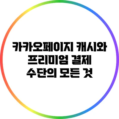 카카오페이지 캐시와 프리미엄 결제 수단의 모든 것