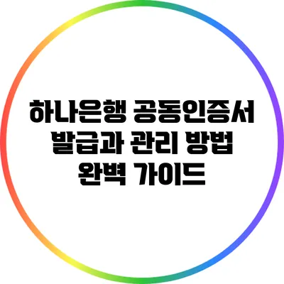 하나은행 공동인증서 발급과 관리 방법 완벽 가이드
