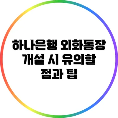 하나은행 외화통장 개설 시 유의할 점과 팁