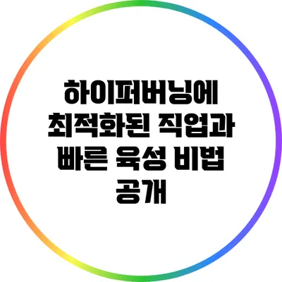 하이퍼버닝에 최적화된 직업과 빠른 육성 비법 공개
