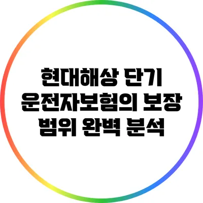 현대해상 단기 운전자보험의 보장 범위 완벽 분석