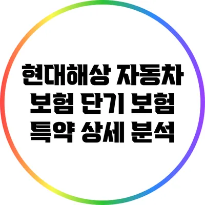 현대해상 자동차 보험 단기 보험 특약 상세 분석