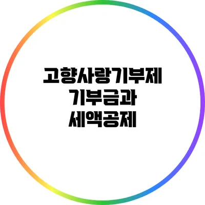 고향사랑기부제 기부금과 세액공제