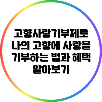 고향사랑기부제로 나의 고향에 사랑을 기부하는 법과 혜택 알아보기