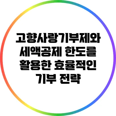 고향사랑기부제와 세액공제 한도를 활용한 효율적인 기부 전략