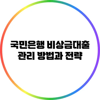 국민은행 비상금대출 관리 방법과 전략