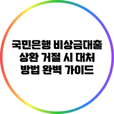 국민은행 비상금대출 상환 거절 시 대처 방법 완벽 가이드