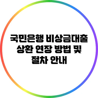 국민은행 비상금대출 상환 연장 방법 및 절차 안내