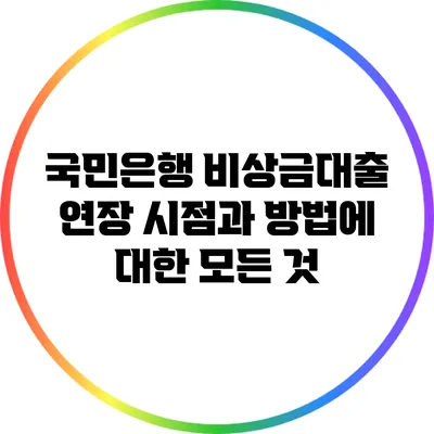 국민은행 비상금대출 연장 시점과 방법에 대한 모든 것
