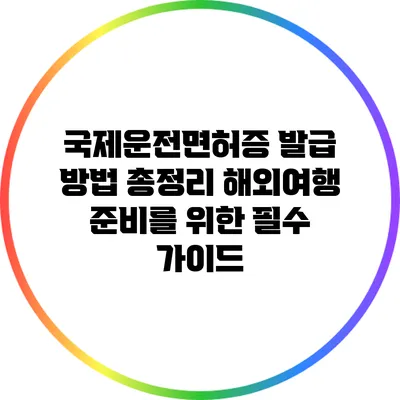 국제운전면허증 발급 방법 총정리: 해외여행 준비를 위한 필수 가이드