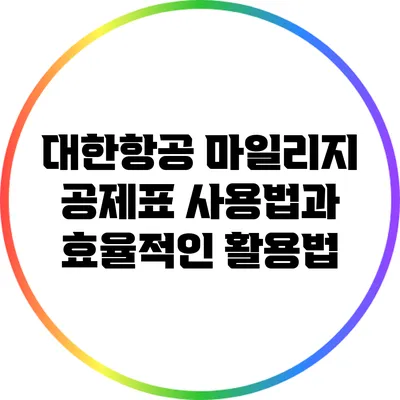 대한항공 마일리지 공제표 사용법과 효율적인 활용법