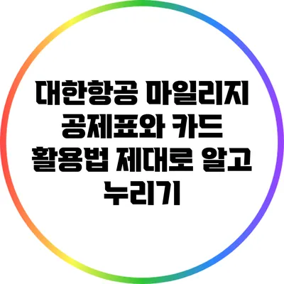대한항공 마일리지 공제표와 카드 활용법 제대로 알고 누리기