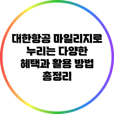 대한항공 마일리지로 누리는 다양한 혜택과 활용 방법 총정리