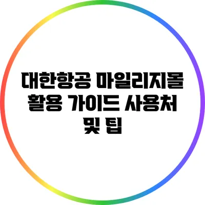 대한항공 마일리지몰 활용 가이드: 사용처 및 팁