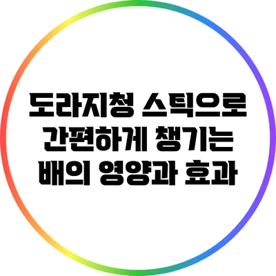 도라지청 스틱으로 간편하게 챙기는 배의 영양과 효과