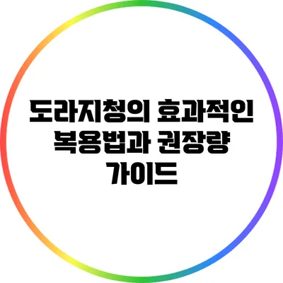 도라지청의 효과적인 복용법과 권장량 가이드