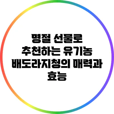 명절 선물로 추천하는 유기농 배도라지청의 매력과 효능
