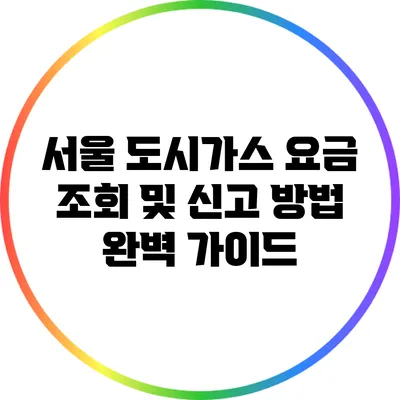 서울 도시가스 요금 조회 및 신고 방법 완벽 가이드