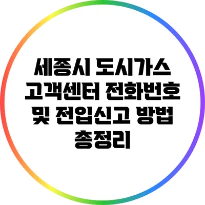 세종시 도시가스 고객센터 전화번호 및 전입신고 방법 총정리