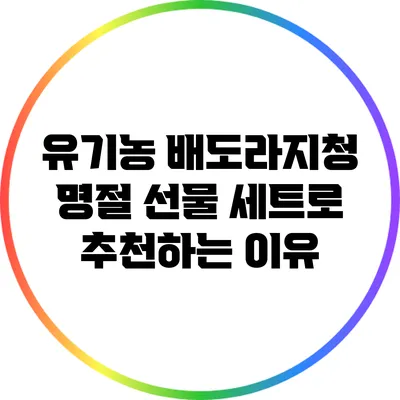 유기농 배도라지청: 명절 선물 세트로 추천하는 이유