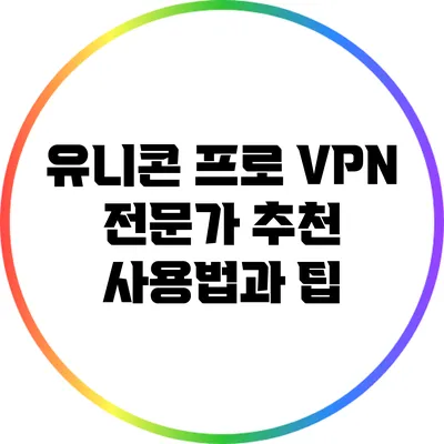 유니콘 프로 VPN 전문가 추천 사용법과 팁
