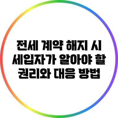 전세 계약 해지 시 세입자가 알아야 할 권리와 대응 방법