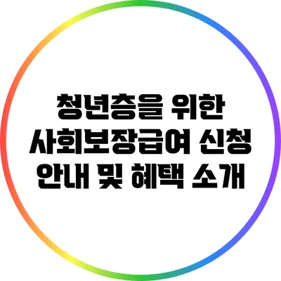 청년층을 위한 사회보장급여 신청 안내 및 혜택 소개