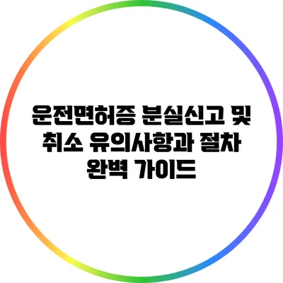 운전면허증 분실신고 및 취소: 유의사항과 절차 완벽 가이드