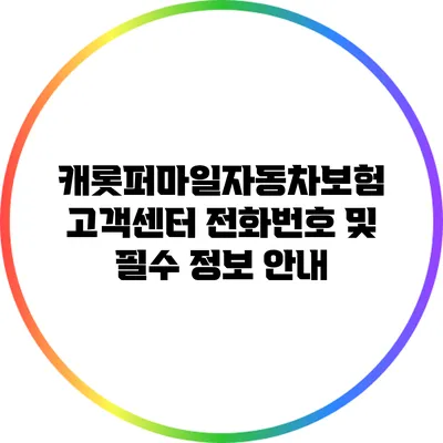 캐롯퍼마일자동차보험 고객센터 전화번호 및 필수 정보 안내